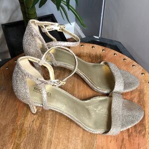 Michael Kors gold kitty heels sandals size 9.5